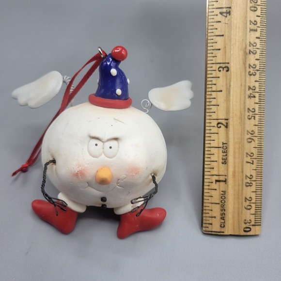 Whimsical Angel Snowball Christmas Ornament Wings Hat Boots Holiday Decor - Picture 4 of 4